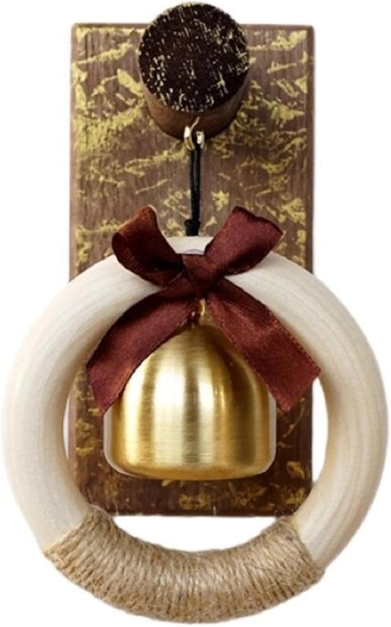 Shopkeepers Bell for Door Opening, Magnetic Wood Doorbell, Wind Chime for Door, Store, Refrigerator, Porch, Garden, Entrance, Restaurant, Office, Housewarming Gift (Wooden Hoop Bell)